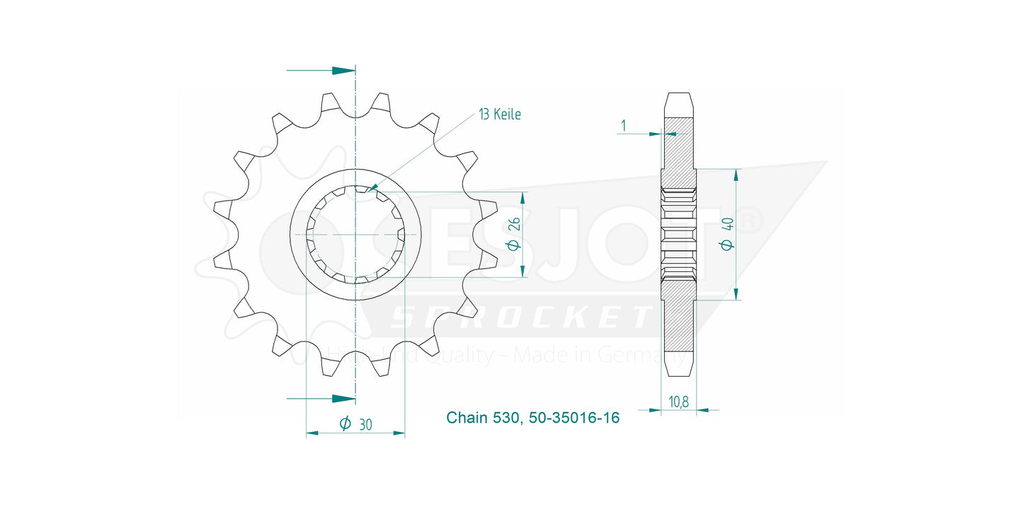 Pignon 16 Dents - Pas 530 - Similaire JTF579