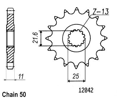 Pignon 16 Dents - Pas 530 - Similaire JTF580