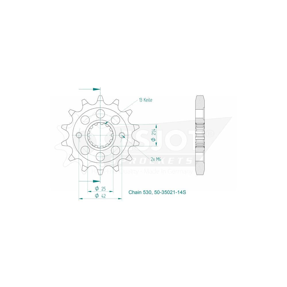 Pignon Ultralight 14 Dents - Pas 530 - Similaire JTF513