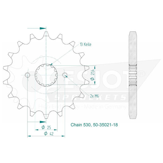 Pignon 18 Dents - Pas 530 - Similaire JTF513