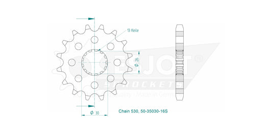 Pignon Ultralight 16 Dents - Pas 530 - Similaire JTF1180