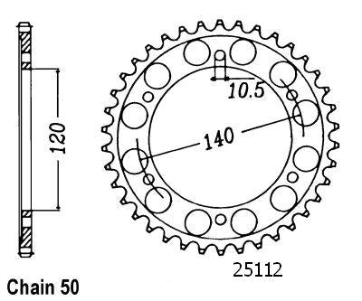 Couronne Acier 38 Dents - Pas 530 - Similaire JTR499
