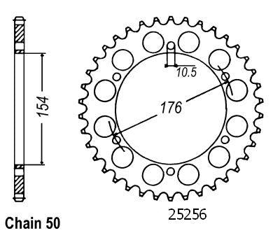 Couronne Acier 43 Dents - Pas 530 - Similaire JTR343
