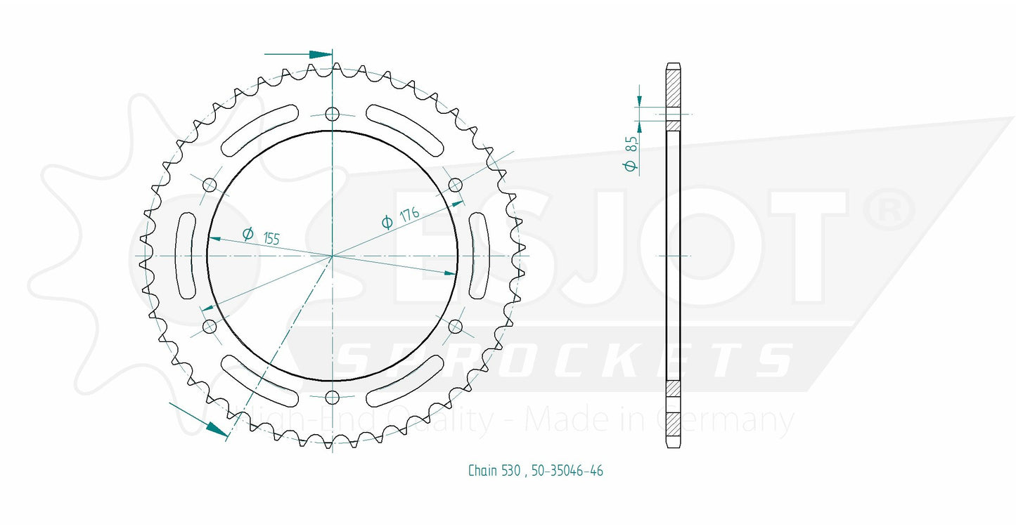 Couronne Acier 46 Dents - Pas 530 - Similaire JTR2011