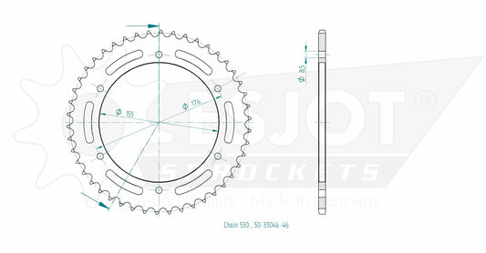 Couronne Acier 46 Dents - Pas 530 - Similaire JTR2011