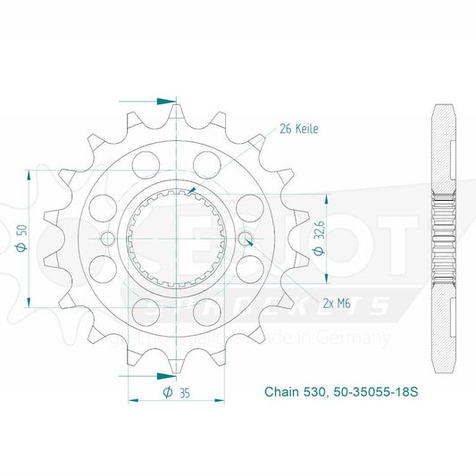Pignon Ultralight 18 Dents - Pas 530