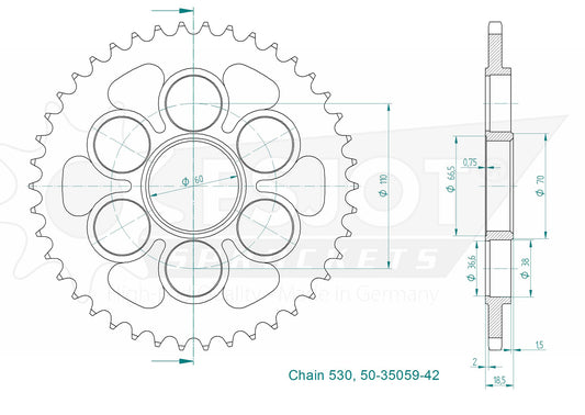 Couronne Acier 42 Dents - Pas 530