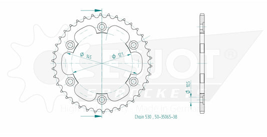 Couronne Acier 38 Dents - Pas 530