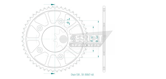 Couronne Acier 48 Dents - Pas 530 - Similaire JTR7085