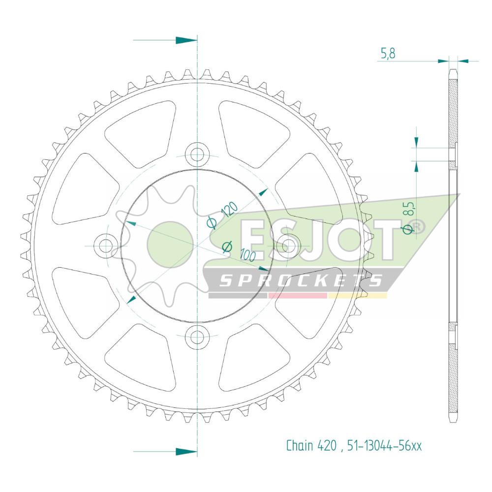 Couronne Alu. 56 Dents - Pas 420 - Similaire JTR1141