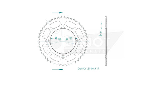 Couronne alu - 420 - 47 dents