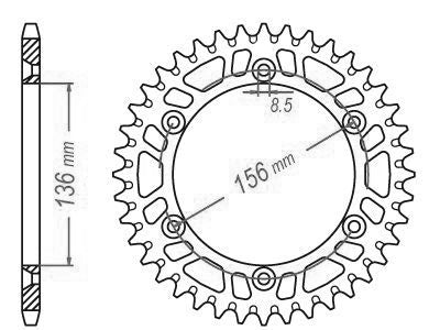 Couronne Alu. Noir 49 Dents - Pas 520 - Similaire JTA822