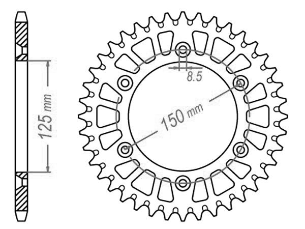 Couronne Alu. Bleue 50 Dents - Pas 520 - Similaire JTA897