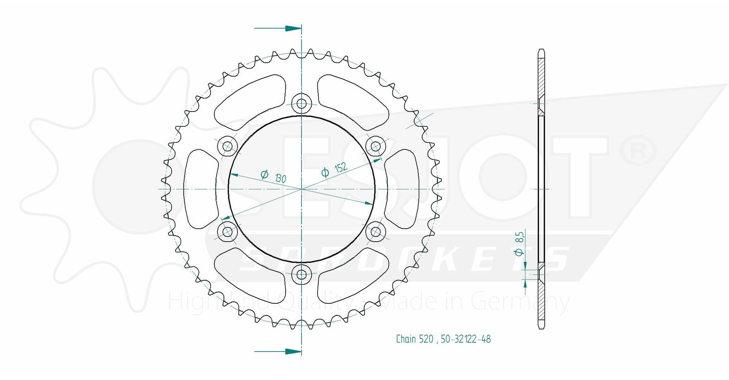 Couronne Alu. 46 Dents - Pas 520 - Similaire JTR706