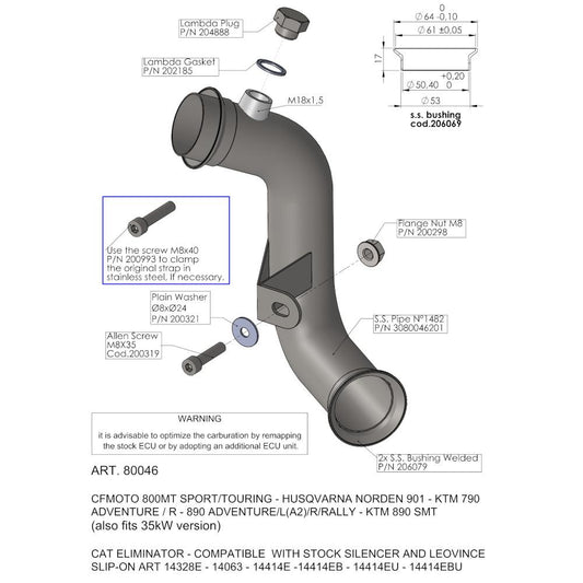 TUBE SUPPRESSEUR DE CATALYSEUR - Non Homologué