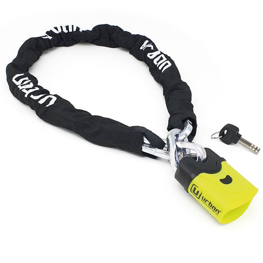 Antivol  Chaine + Cadenas - Ø10 - Longeur 1200 mm - Noir et Jaune