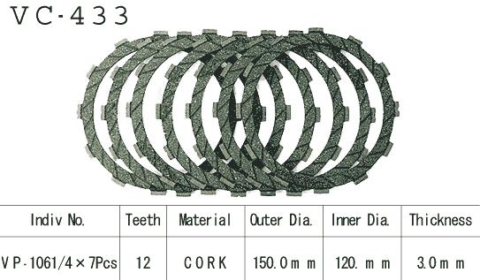 Kit Disques d'Embrayage Garnis Kx250 B1/C1 1982/1983