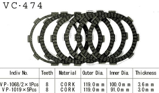 Kit Disques d'Embrayage Garnis Kmx125 A4/A5 1989/1990
